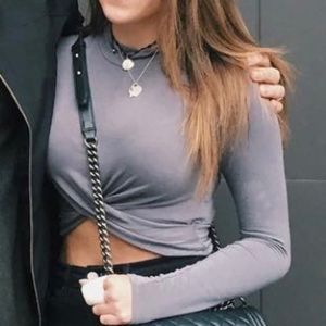 Topshop grey cropped long sleeve